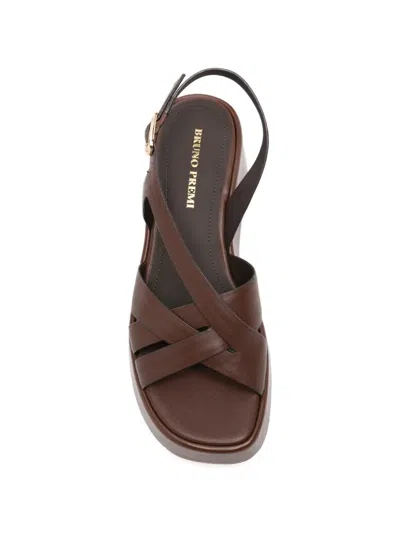 Bruno Premi Crossover-strap Platform Sandals In Brown