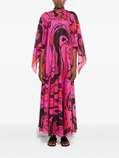 Pucci Orchidee-print Cotton Kaftan In Multi