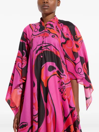 Pucci Orchidee-print Cotton Kaftan In Multi
