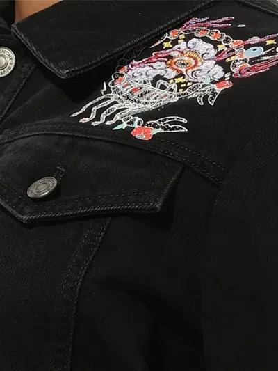 Givenchy Embroidered Denim Jacket In Black