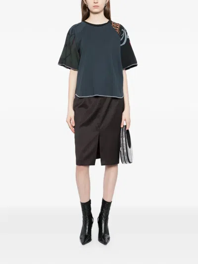 Stain Shade Patchwork Raw-cut T-shirt In Black
