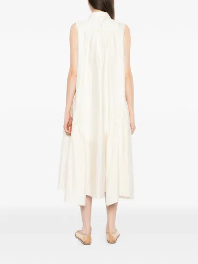 Jnby 비대칭 개더 셔츠 드레스 In White