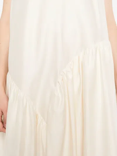 Jnby 비대칭 개더 셔츠 드레스 In White