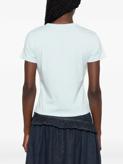 Kenzo Flower-embroidered T-shirt In Blue