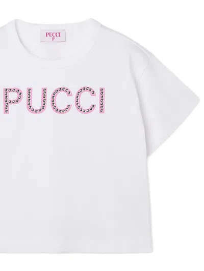 Pucci Junior T-shirt With Decorated Logo In Multi