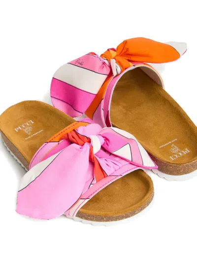 Pucci Junior Iride Print Bow Sandals In Multi