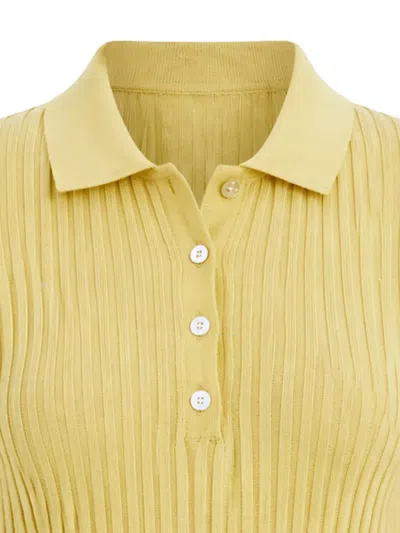 Bite Studios 오픈 골지 네트 피니시 폴로 셔츠 In Yellow