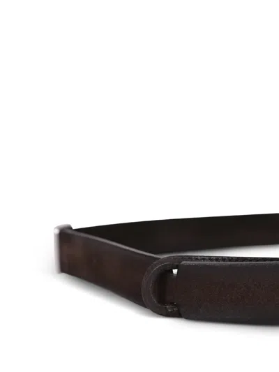 Orciani 클라우디 노 버클 스웨이드 벨트 In Brown