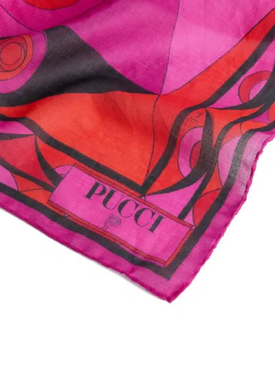 Pucci Beach Pareo Cotton Geometric Pattern Rectangular In Pink