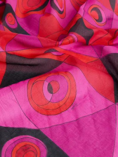 Pucci Beach Pareo Cotton Geometric Pattern Rectangular In Pink