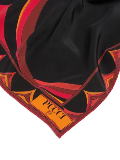 Pucci Fari-print Crepe-de-chine Stole In Black