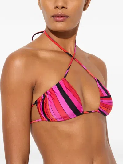 Pucci Iride-print Bikini Top In Pink