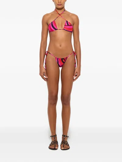 Pucci Iride-print Bikini Top In Pink