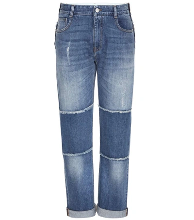 Stella Mccartney Tattered Patchwork Boyfriend Jeans, Dark Classic Blue In Storm