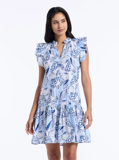 Robert Graham Savannah Shell Print Cap Sleeve Shift Dress In Blue