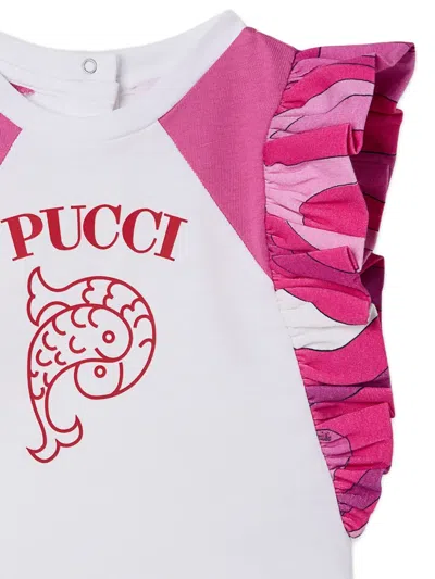 Pucci Junior Logo T-shirt In White