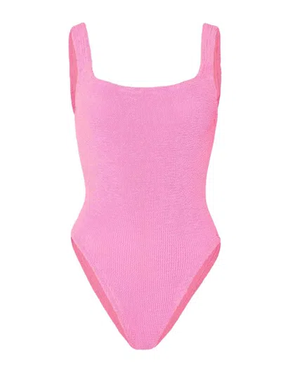 Hunza G Classic Square Neck One Piece In Pink