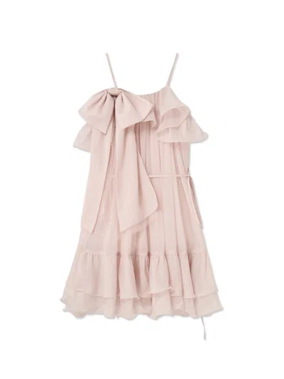 Snidel Off-shoulder Back Ribbon Dress In Pink