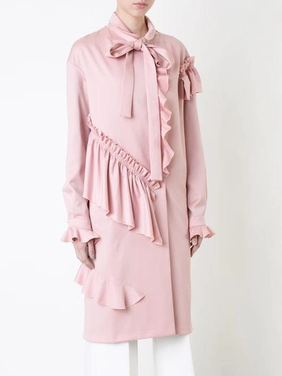 Shop Anna October Ruffled Midi Coat - Pink