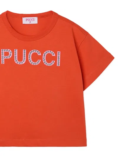 Pucci Junior T-shirt With Decorated Logo In Multi