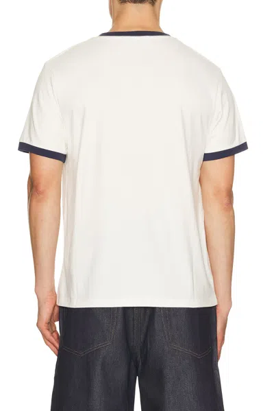 Duke + Dexter Plus Star Flock Printed Ringer Tee In White