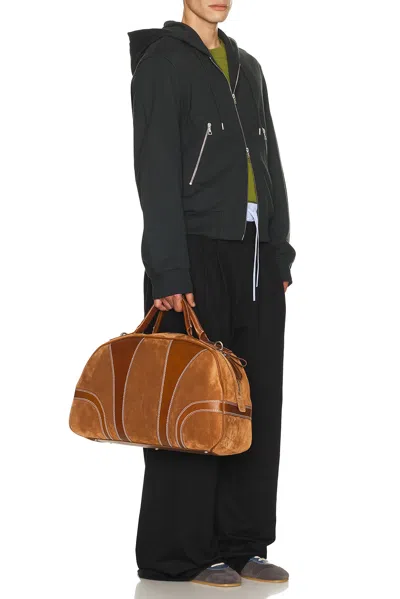 Dries Van Noten Leather-trimmed Suede Duffel Bag In Brown
