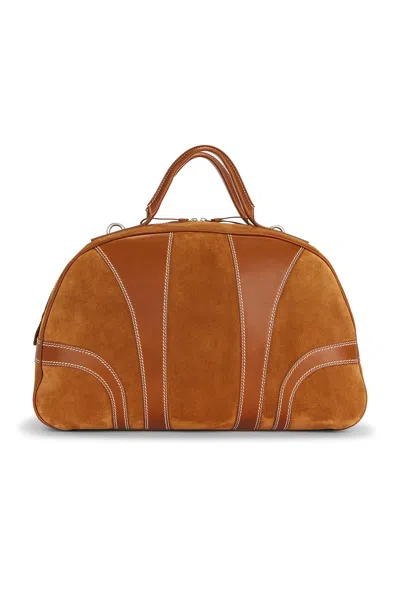 Dries Van Noten Leather-trimmed Suede Duffel Bag In Brown