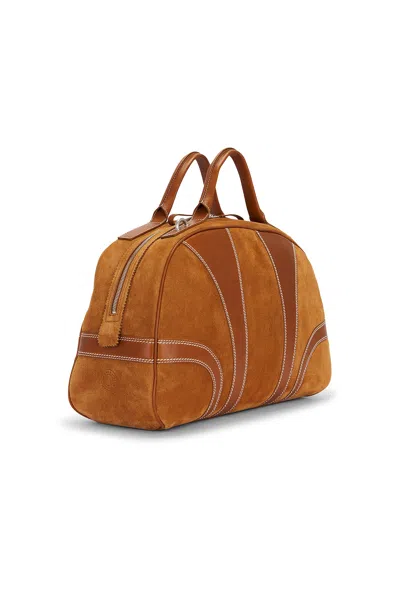 Dries Van Noten Leather-trimmed Suede Duffel Bag In Brown