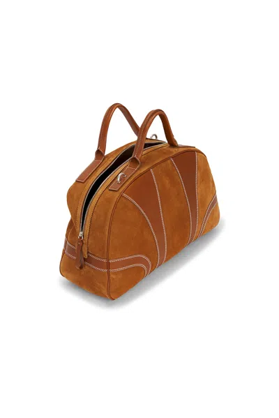 Dries Van Noten Leather-trimmed Suede Duffel Bag In Brown