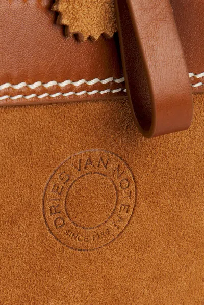 Dries Van Noten Leather-trimmed Suede Duffel Bag In Brown