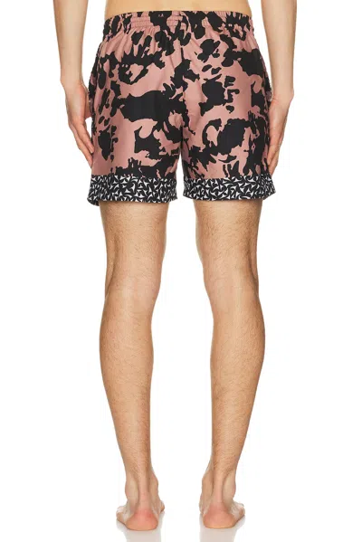 Dries Van Noten Abstract Floral Polyamide Geometric Trim Swim Shorts In Pink