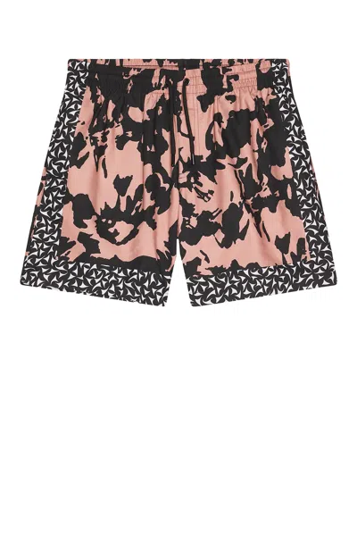Dries Van Noten Abstract Floral Polyamide Geometric Trim Swim Shorts In Pink