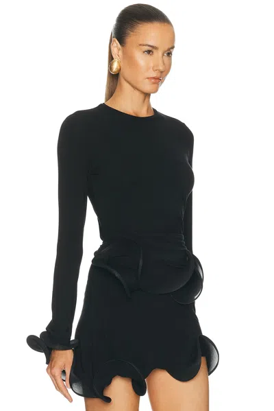 Sid Neigum Wave Sleeve Bamboo Top In Black