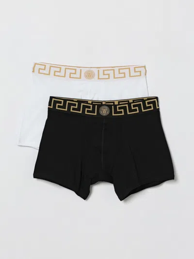 Versace Boxer Briefs Contrast Waistband Elastic Two Pack In Multi