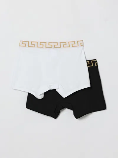 Versace Boxer Briefs Contrast Waistband Elastic Two Pack In Multi