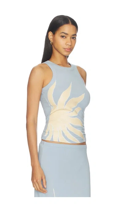 Never Fully Dressed Womens Blue Sol Rib Knit Tank Top Xs In Multi