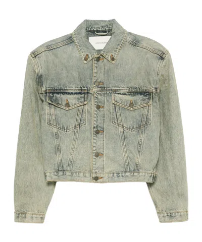 Entire Studios Distressed Denim Jacket In Gray