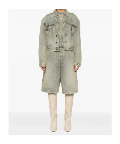 Entire Studios Distressed Denim Jacket In Gray