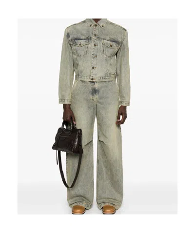 Entire Studios Distressed Denim Jacket In Gray