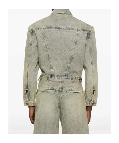 Entire Studios Distressed Denim Jacket In Gray