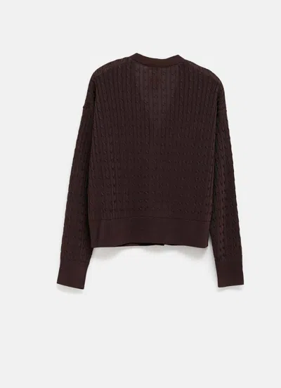 Loewe Cable-knit Buttoned Cardigan In Brown