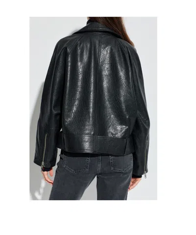 Stand Studio Romy Belted Leather Biker Jacket In Black