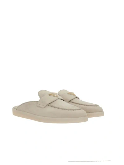 Prada Triangle-logo Mules In Neutral