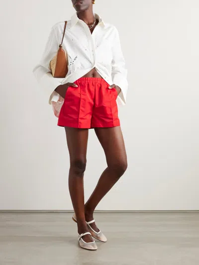 Staud Taurus Patchwork Athletic Shorts In Red