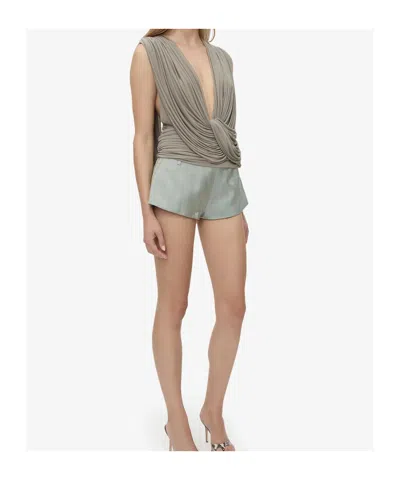 Christopher Esber Ripple Drape Top In Gray