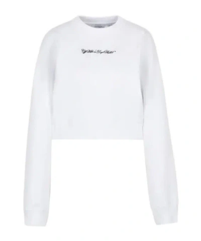 Off-white Neutral Script Logo Graphic Cotton Sweatshirt In White