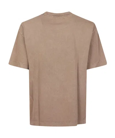 Off-white Logo Printed Crewneck T-shirt In Brown