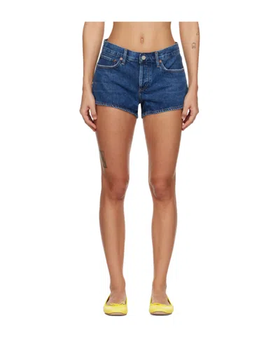 Agolde Dame High Waist Mid Length Relaxed Denim Shorts In Blue