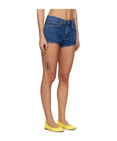 Agolde Dame High Waist Mid Length Relaxed Denim Shorts In Blue
