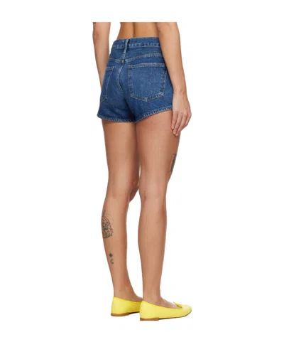 Agolde Dame High Waist Mid Length Relaxed Denim Shorts In Blue